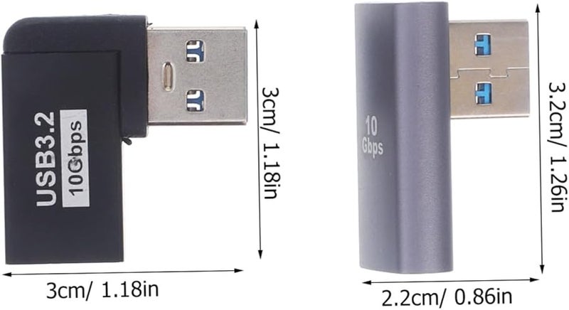 USB Right Angle Extension Adapter 2 Pack Blue High Hardness For Laptop Devices - Image 2